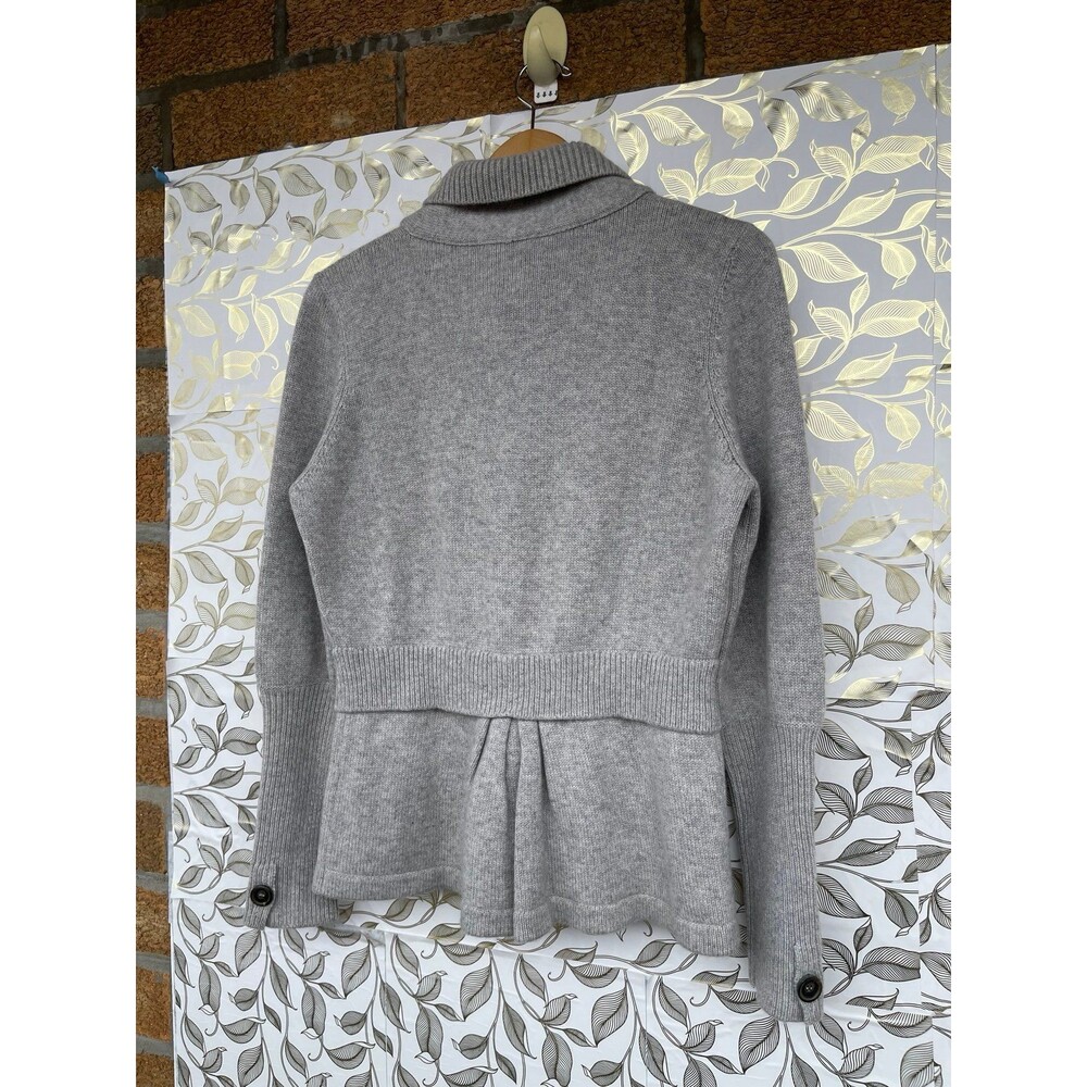 Brunello Cucinelli 100% Cashmere Gray Full Zip Peplum Cardigan Jacket large USA - Picture 8 of 12